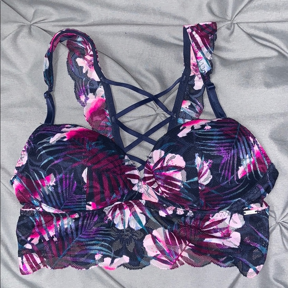 Pink lace bra